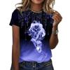 HNXC Women's Fashion Casual Summer Spring Floral Print Short Sleeve O-Neck Blouses & Shirts