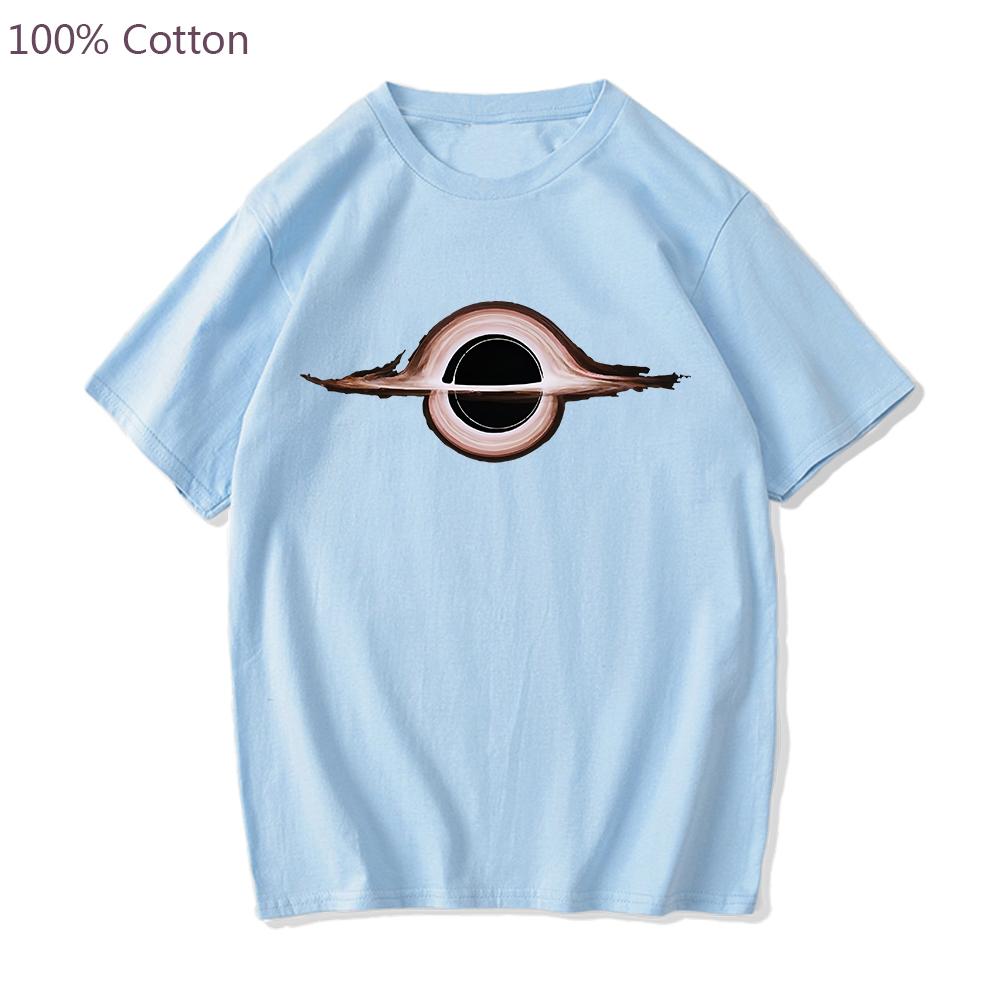 Svart hål Interstellar Gargantua Science T-shirt Herr Toppar Kvalitet 100% Bomull Kortärmad Sommar Casual T-shirt Lösa T-shirts