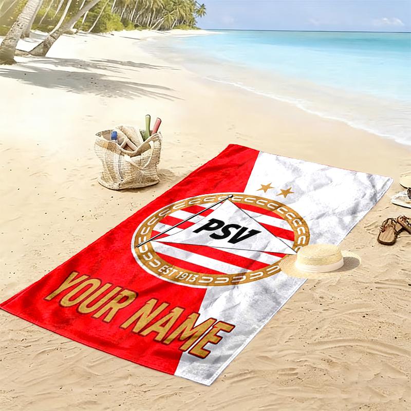 Custom Name PSV Eindhoven Print Beach Towel, Large Soft Quick Dry Towel for Beach Camping Swimming