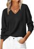 2026 European & American Autumn V-neck Loose Long Sleeve Solid Knit Women's Sweater - Commuting & Versatile