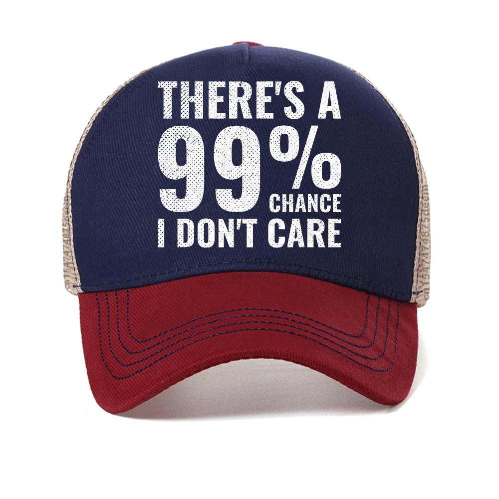 There'S a 99% Chance I Don't Care Letter Print Baseball Cap Summer Men Women Fashon Casual Hat Adjustable Mesh Breathable Caps