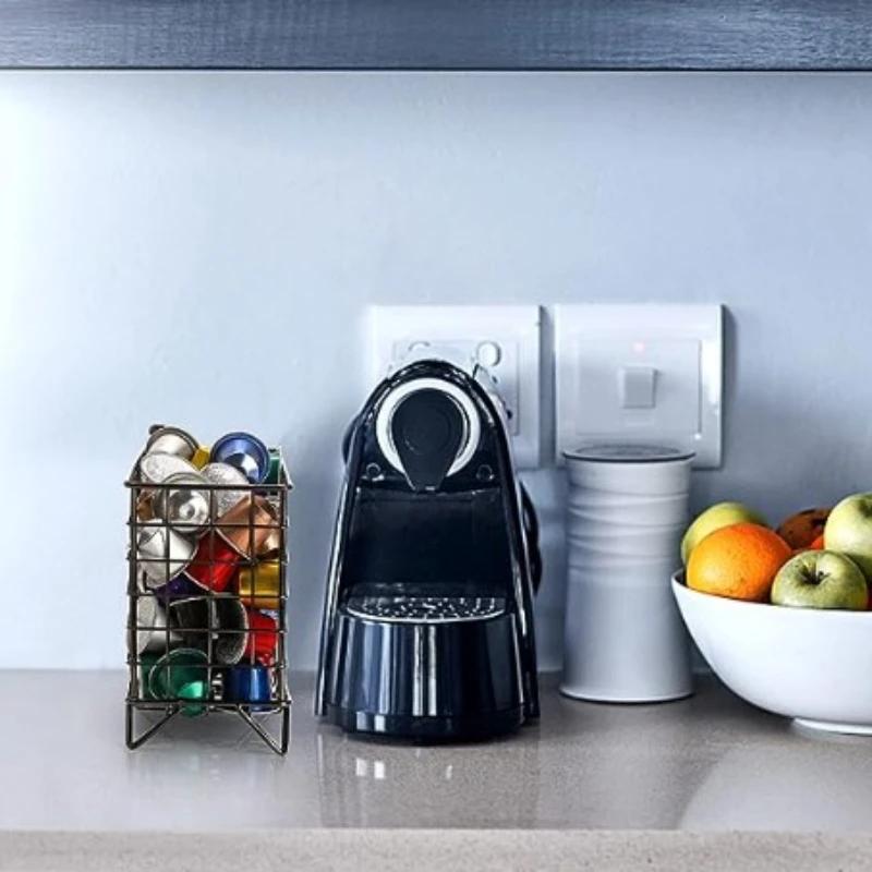 Large Capacity Metal Coffee Capsule Holder Nespresso Capsule Holder Coffee Pod Organizer Fruit Snack Basket Bar Accessories