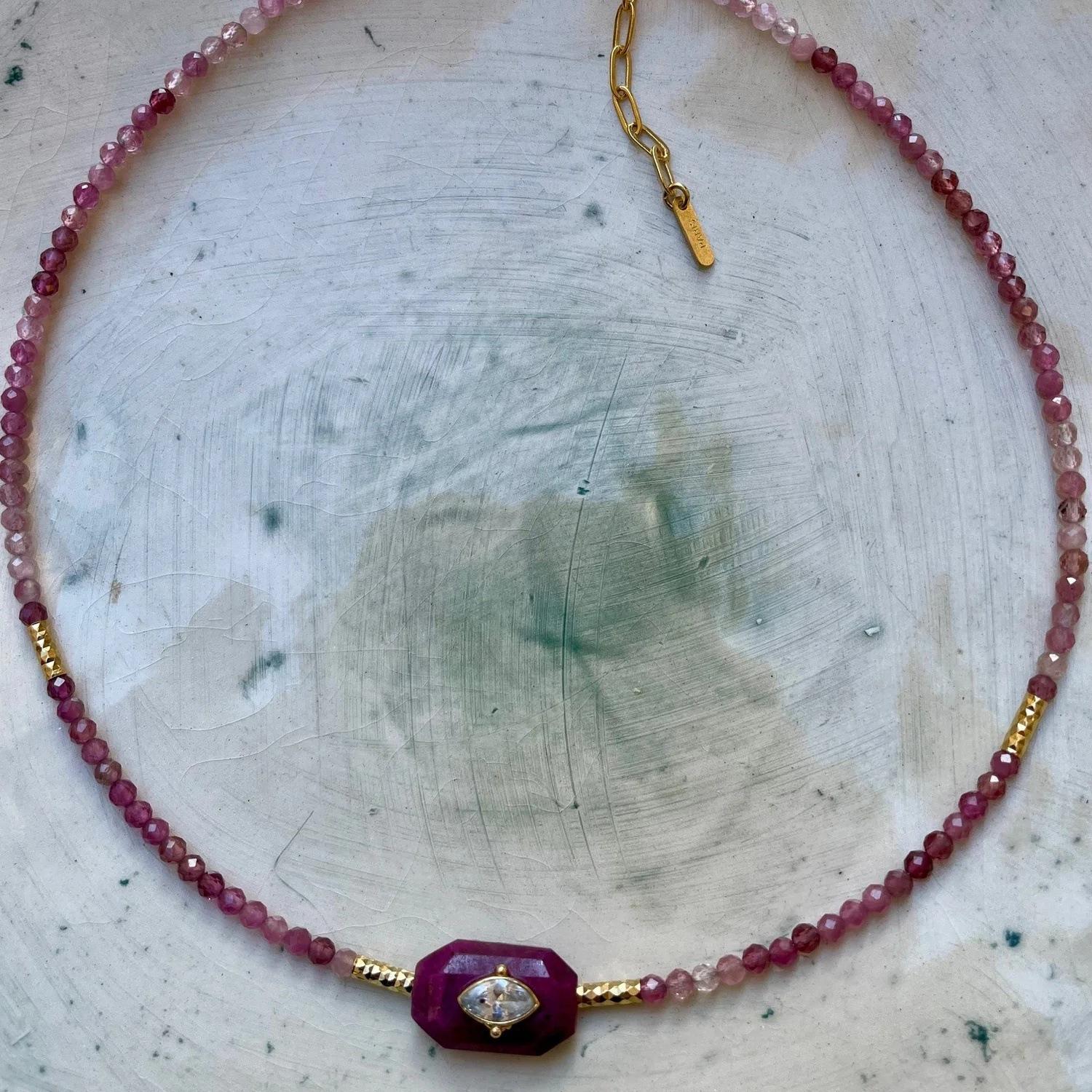 Natural Stone Inlaid Zircon Beaded Necklace, Female Devil S Eye Personalized Niche Necklace