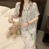 Short-sleeved Trousers, Summer Pajamas, Women's Cardigan, Casual Home Service 2-piece Suit