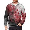 Men's Loose Casual 1/4 Zip Sweatshirt Fashion Printed Long Sleeve Top With Pockets