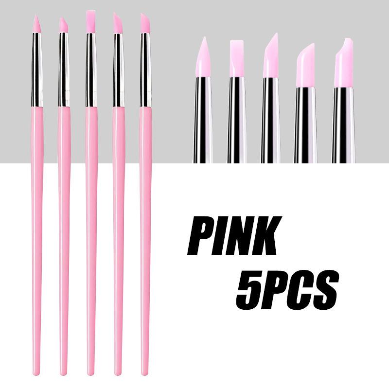 5Pcs/Set Silicone Nail Art Pen Brush Uv Gel Polish Tip 3D Image Diy Dotting Polish Brushes Sculpture Pen Diy Manicure Tool