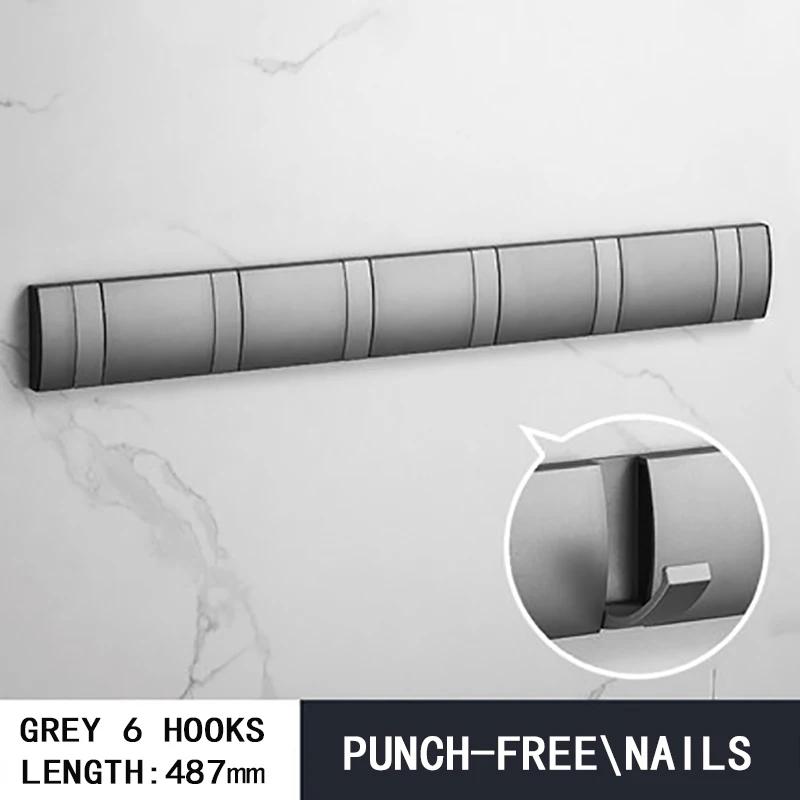 Black Golden Robe Hooks Folding Towel Hanger Nail Free Installation Wall Hooks Coat Clothes Holder Rack Coats 1-6 Hook Bathroom