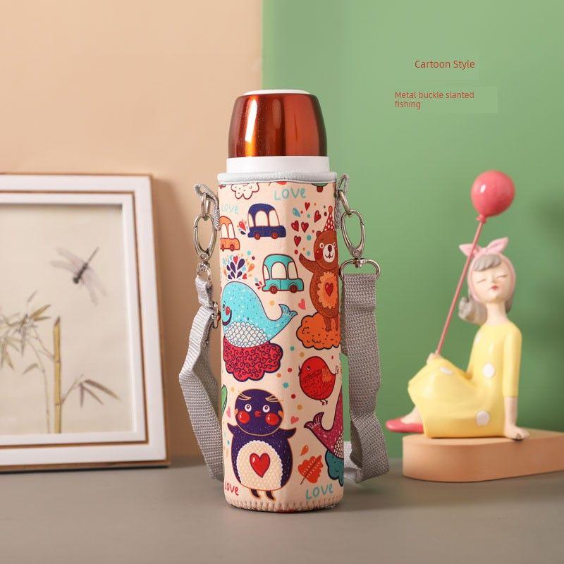 Baihui 500ml Large-Capacity Thermos Cup Cover for Adults, Portable Hand-Held Cross-Body Protective Cover, Anti-Fall