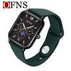 OFNS Women's Luxury Square Quartz Watch with Silicone Strap, Waterproof, Roman Numerals, and Day/Night Star Design.