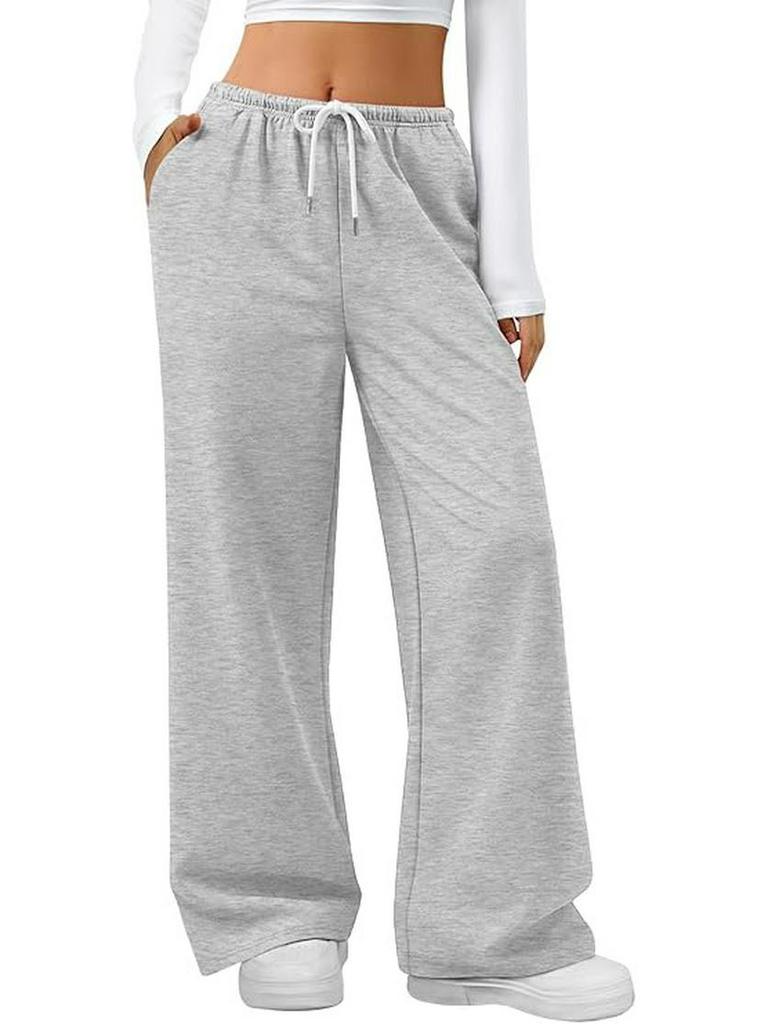 Summer Women's Jogging Pants - Elastic Waist, Solid Color, Plus Size, US Sizes, Drawstring Sweatpants