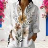 Plus Size Womens Long Sleeve White Collared Button Closure Blouse