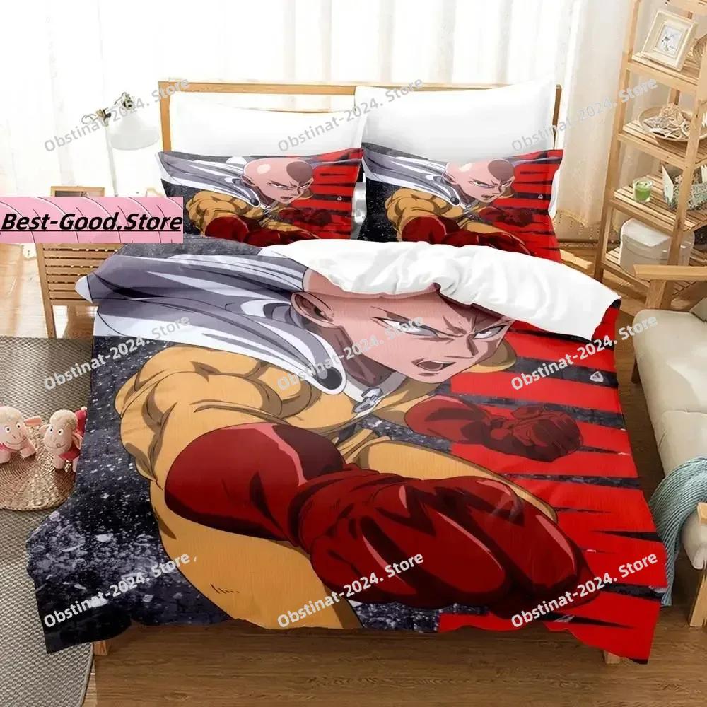 One Punch Man Sängkläder Set Enkelt Twin Full Queen King Size Sängset Aldult Barn Sovrum Påslakanset 3D Anime lakan set