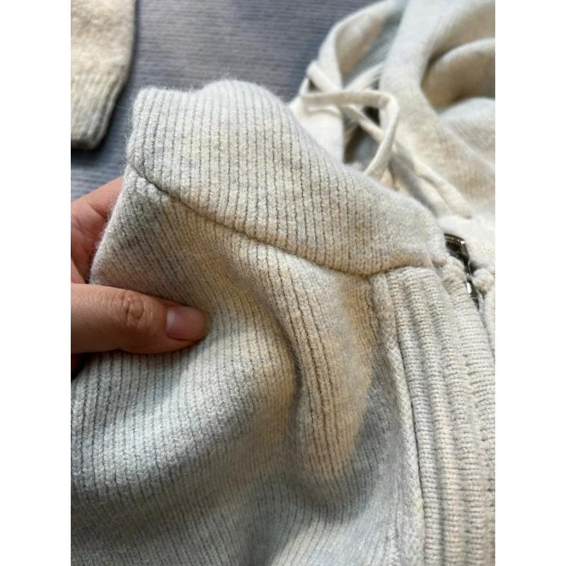 Hooded Sweater Jacket for Women, Loose Fit for Spring, Autumn, Winter, Casual Style, Thick Knit Double Zipper Sweatshirt, Cardigan