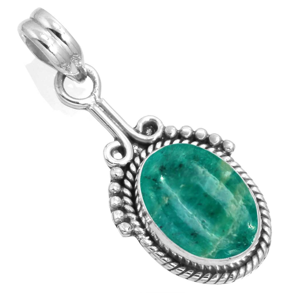 925 Sterling Silver Pendant Women Gemstone Handmade Jewelry Easter Gift Amazonite Angelite Blue Opal Botswana Agate Mohave Azurite Chrysocolla Fashion