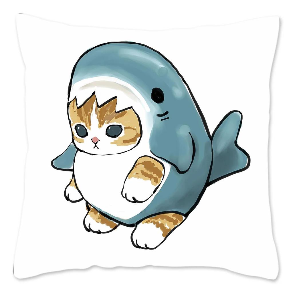 Funny Cat  Pillow Case Home Decoration Polyester Pillow Cover for Sofa Kawaii Cushion Cover Fundas Cojines  X