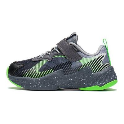 Li Ning Kids Non-Slip Shock Absorbing Wear-Resistant Rebound Breathable Lightweight Casual Shoes Kids Shoes Black Gray Green YKNS068-1