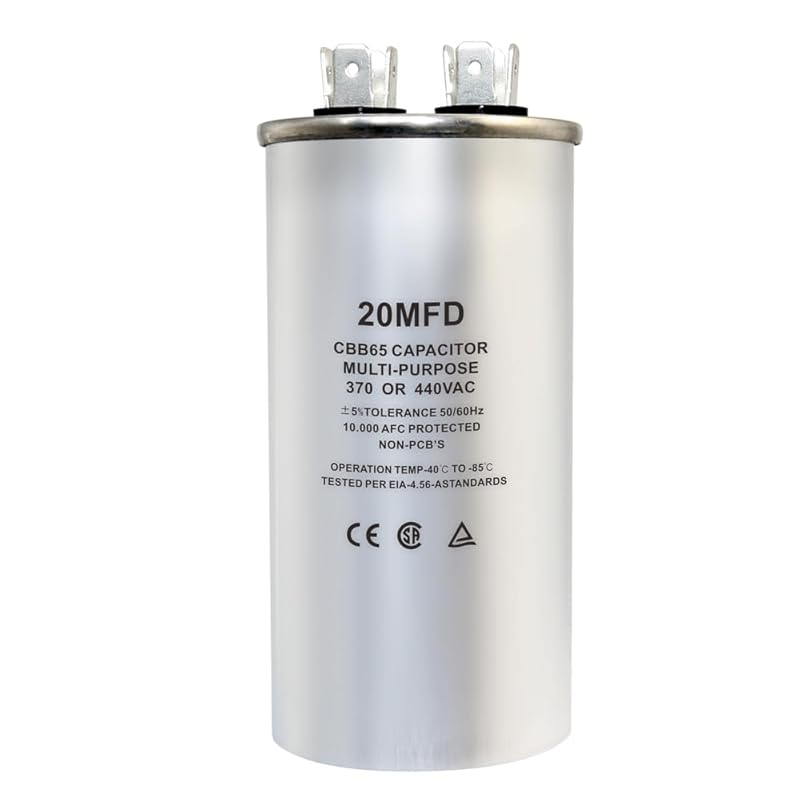CBB65 Circular Run Capacitor, 450VAC 5 uf/MFD 50/60Hz Round Start Capacitor - Very Suitable for Air Conditioning, Fan Capacitor, Etc. (5 Uf)