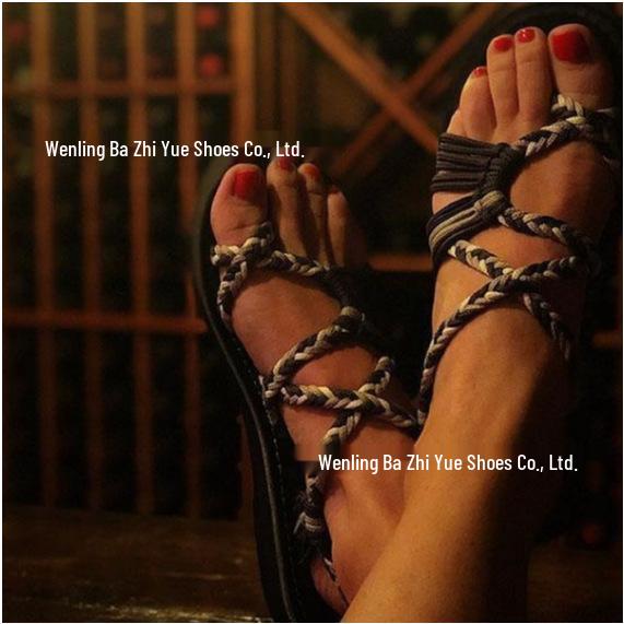 Women's Plus Size Color Block Knot Flat Sandals - 2025 New European & American Beach Toe Loop Style