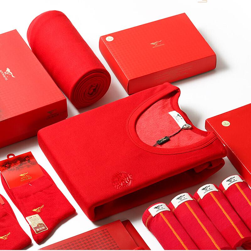 Septwolves Men's Lucky Red Thermal Underwear 6-Piece Set