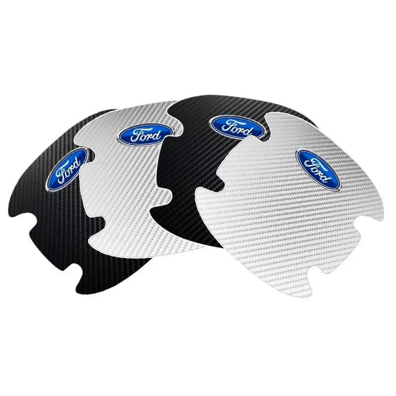 Carbon Fiber Car Door Handle Protection Sticker Emblem Accessories for Ford Mustang Focus 2 3 4 Mondeo Fiesta Ghia Car Styling