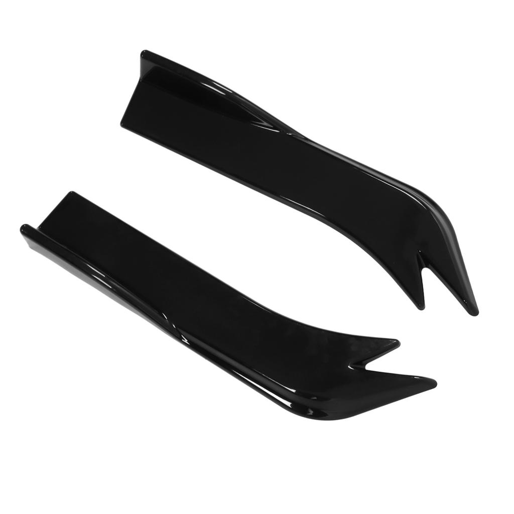 2pcs Car Universal Rear Bumper Lip Diffuser Splitter Side Skirt Canard Protector with Installing ScrewsGlossy Black