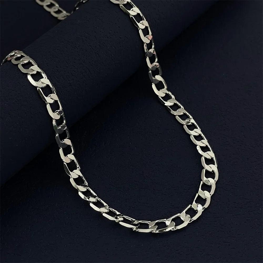 925 Sterling Silber Halskette, Unisex, Klassische Kette, Hochzeit, Jahrestag, Weihnachtsgeschenk 2MM-12mm 20cm-70cm