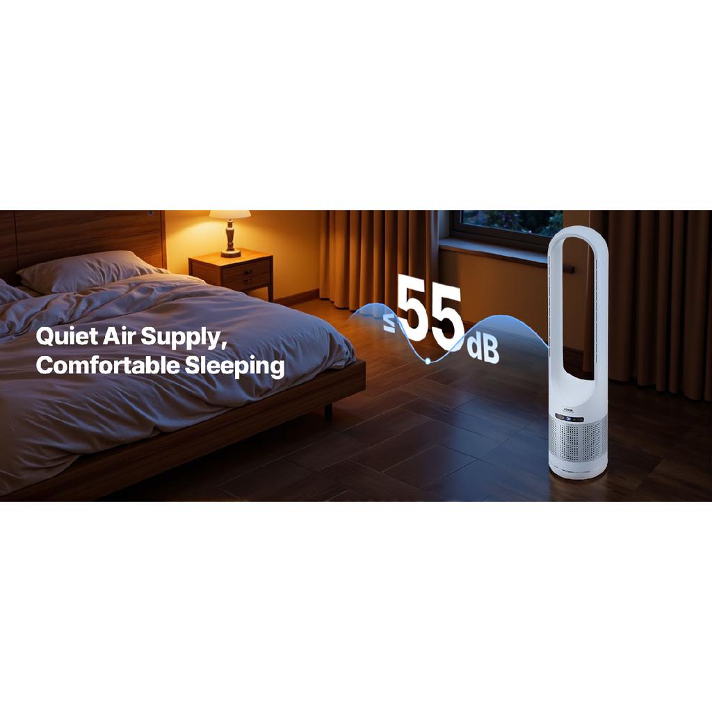 VEVOR Tower Fan Bladeless 15.4ft/s Velocity Floor Blows Cold Air 80° Oscillating 8-Speed Fans 8e Control & Air Purification Mode