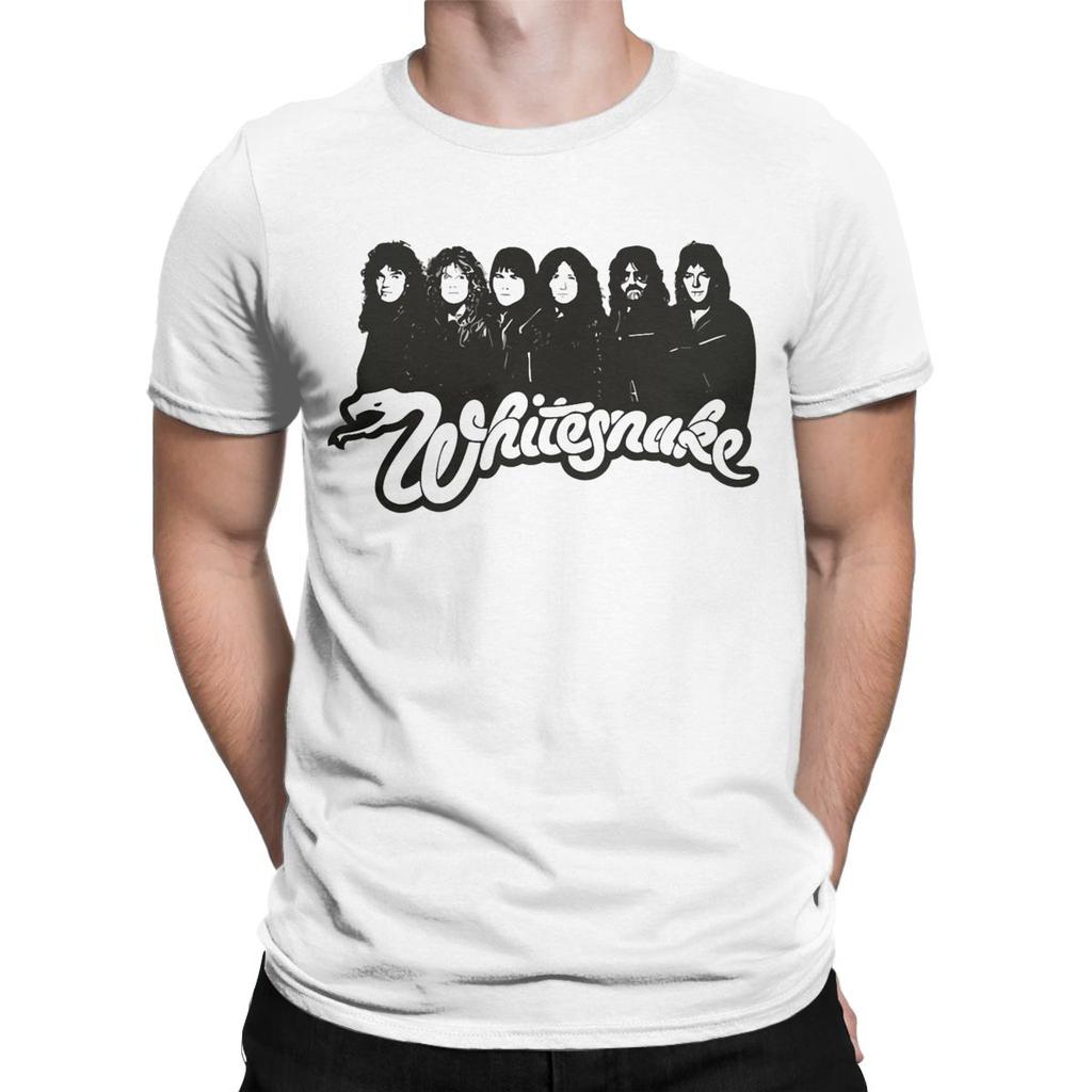 Funny Whitesnake Logo T-Shirt Men Round Neck Pure Cotton T Shirt Short Sleeve Tee Shirt Printing Tops