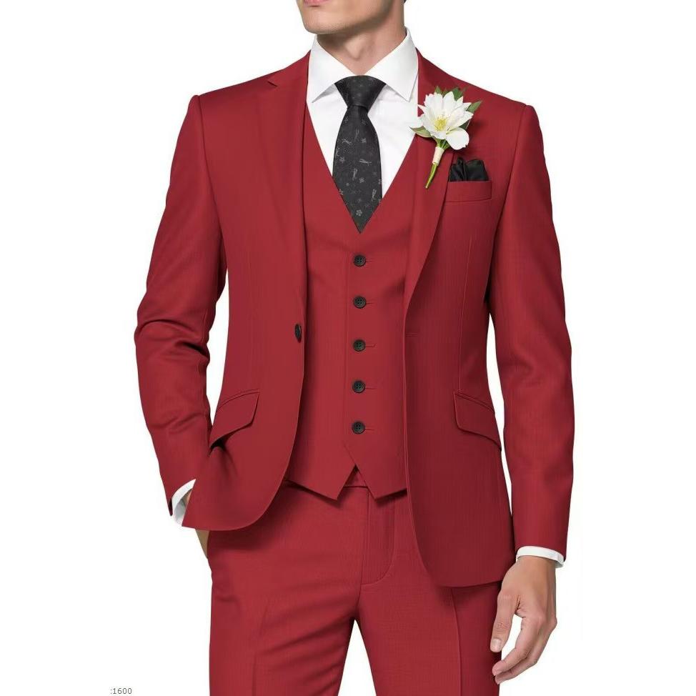 

Мужской костюм-тройка приталенного кроя: пиджак, жилет, брюки для свадьбы, бизнеса, выпускного вечера и дружбы жениха. 5XL россо corsa