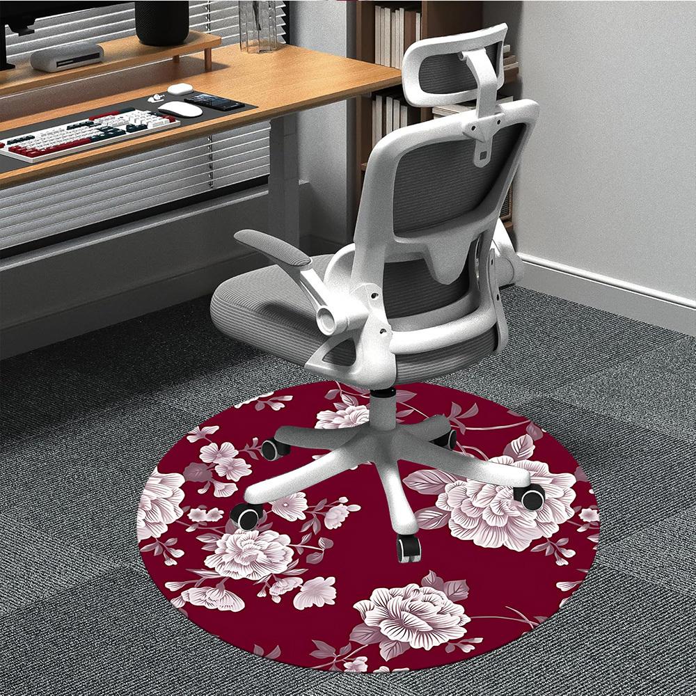 

1PC Floral Pattern Chair Carpet for Office, Indoor Non-Slip Washable Carpet, Soft Comfortable Mat For Office Room yy250930151 80cm by 80cm