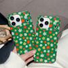 Green Floral Glitter Phone Case For iPhone 17 16 15 14 Pro Max Spring Garden Aesthetic Cute Flower Protective Cover
