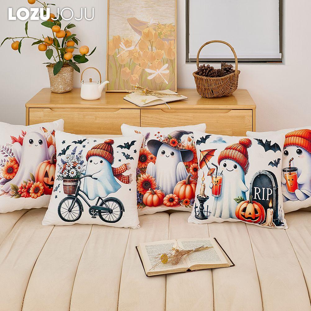 1PC LOZUJOJU Halloween Pillowcase Cute Cartoon Printed Cushion Cover for Sofa Living Room Bedroom Home Decor