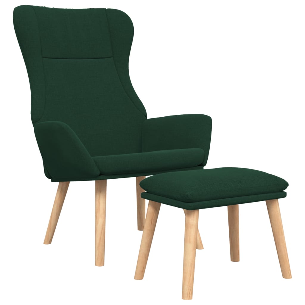 Recliner Chair with Ottoman Dark Green Fabric