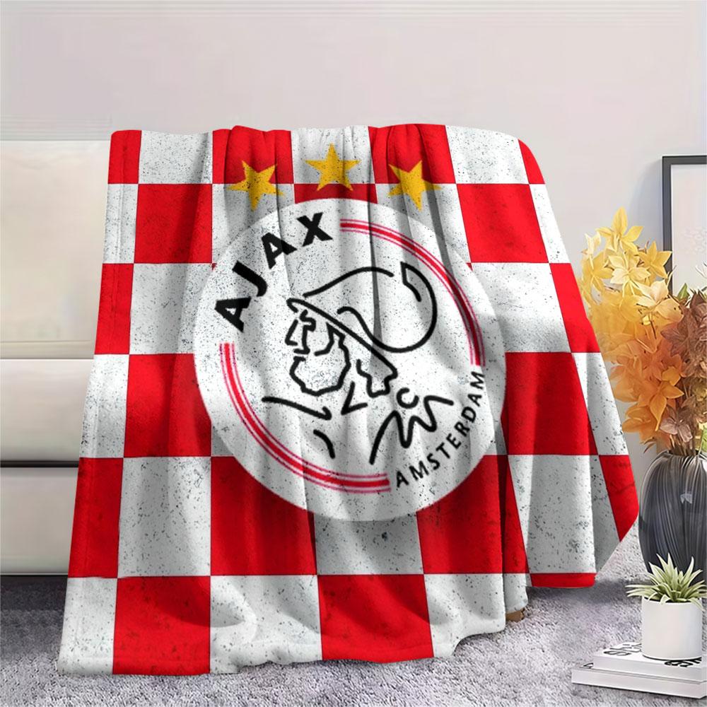 AFC Ajax Amsterdam Printed Flannel Blanket, soft throw for bedroom sofa, washable,soccer fan merchandise, great gift.