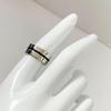 Korean Style Black Resin Inlay Ring for Women - Fashionable Wide Band with Smooth Finish