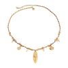 Gold Copper Fish Pendant Necklace Adjustable Braided Cord Jewelry Bohemian Oceanics Theme for Women