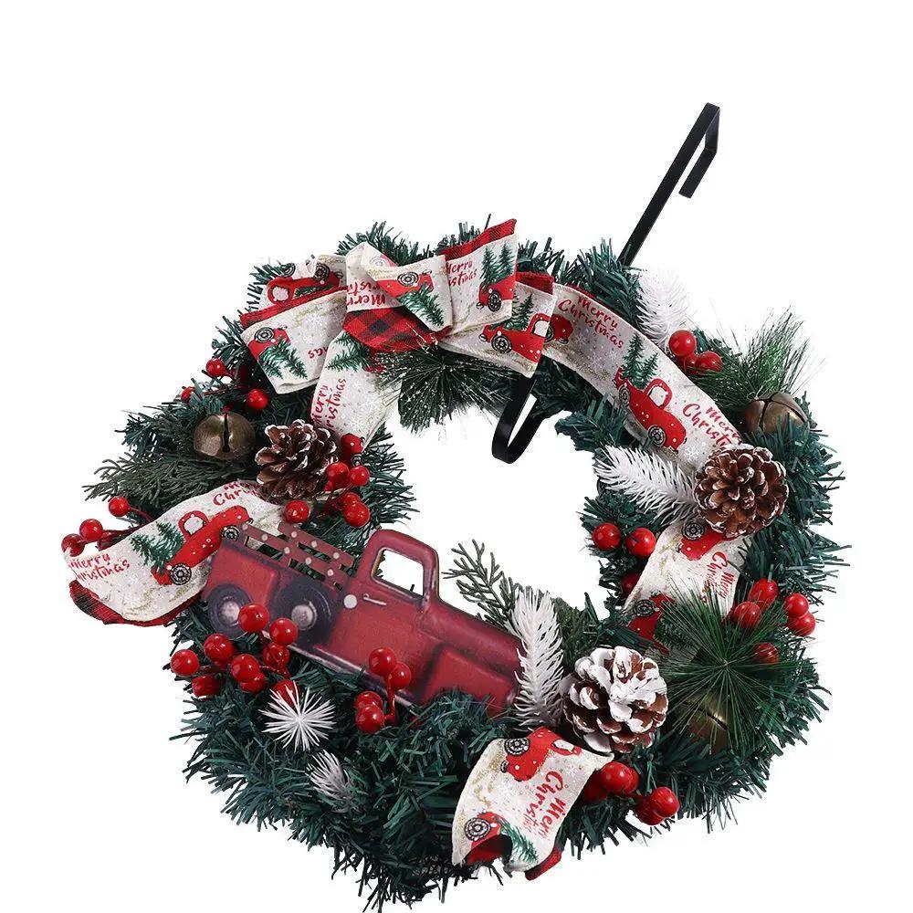 Xmas Party Supplies 12/15 Inch Floral Wreath Hanger Carbon Steel Large Wreath Metal Hook Resuable Nail-free Christmas
