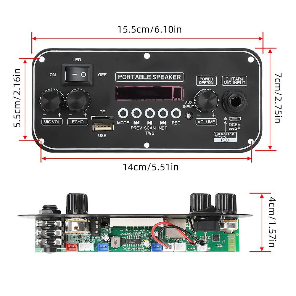DC 3,7-5V MP3 BT Dekodierplatine 2 * 10W Mit Leistungsverstärker MP3 / WMA / WAV / FLAC / APE Mit Mikrofonfunktion D152BT