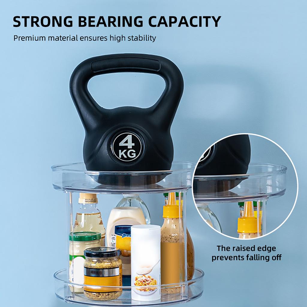 Drehbarer Organizer Transparent Doppelschichtig 360 Grad Drehbar Küchen Gewürzregal Make-up Halter Lazy Susan