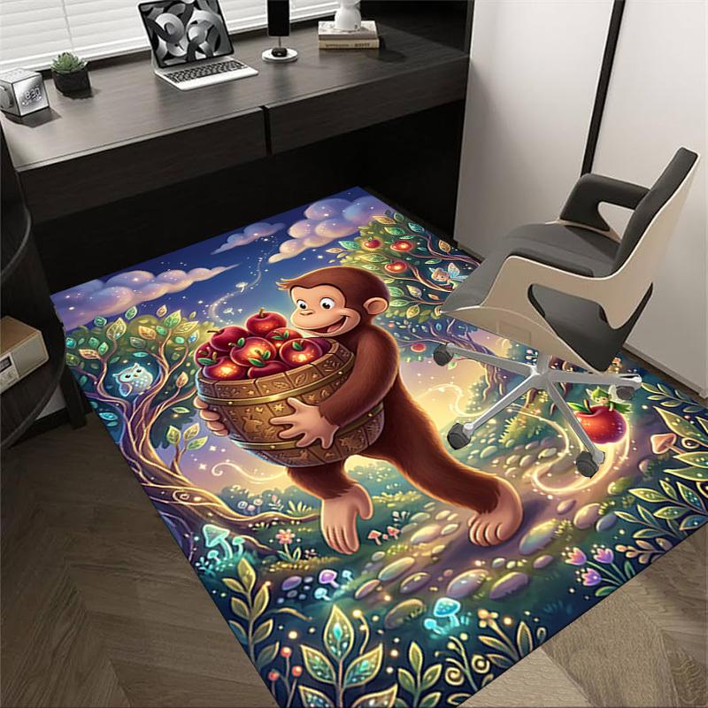 

1PC Curious George Apple Basket Non-Slip Floor Carpet Compatible for Office&Living Room&Bedroom&Dining room - Soft & Pattern-G0361 60cm by 90cm