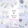 Sparkling Women Hoop Earrings 925 copper Heart Shape Star Moon Round Blue Zircon Fit Origina Drop Earrings Zircon Holiday gifts
