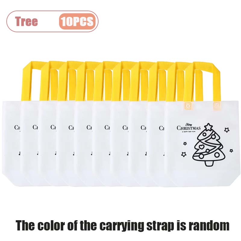10-40PCS Kids Christmas Diy Painting Tote Bag Cartoon Coloring Reusable Craft Gift Bag Holiday Party Supplies Home Decoration