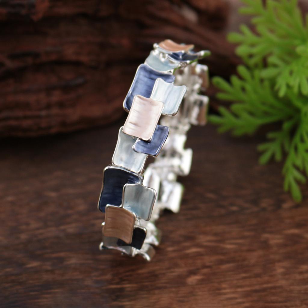 New enamel geometric square splicing elastic bracelet, women's exaggerated personality irregular bracelet
