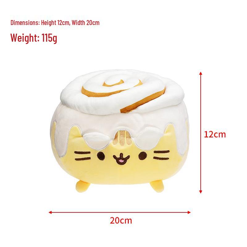 Gray Cat Ice Cream & Donut Plush Toys - Fat Ji Cat Figurines