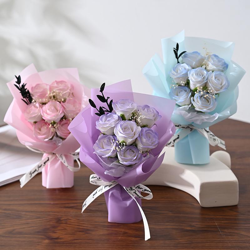 Mini Rose Bouquet Soap Flower - Valentine's Day Gift & Graduation Souvenir Decoration
