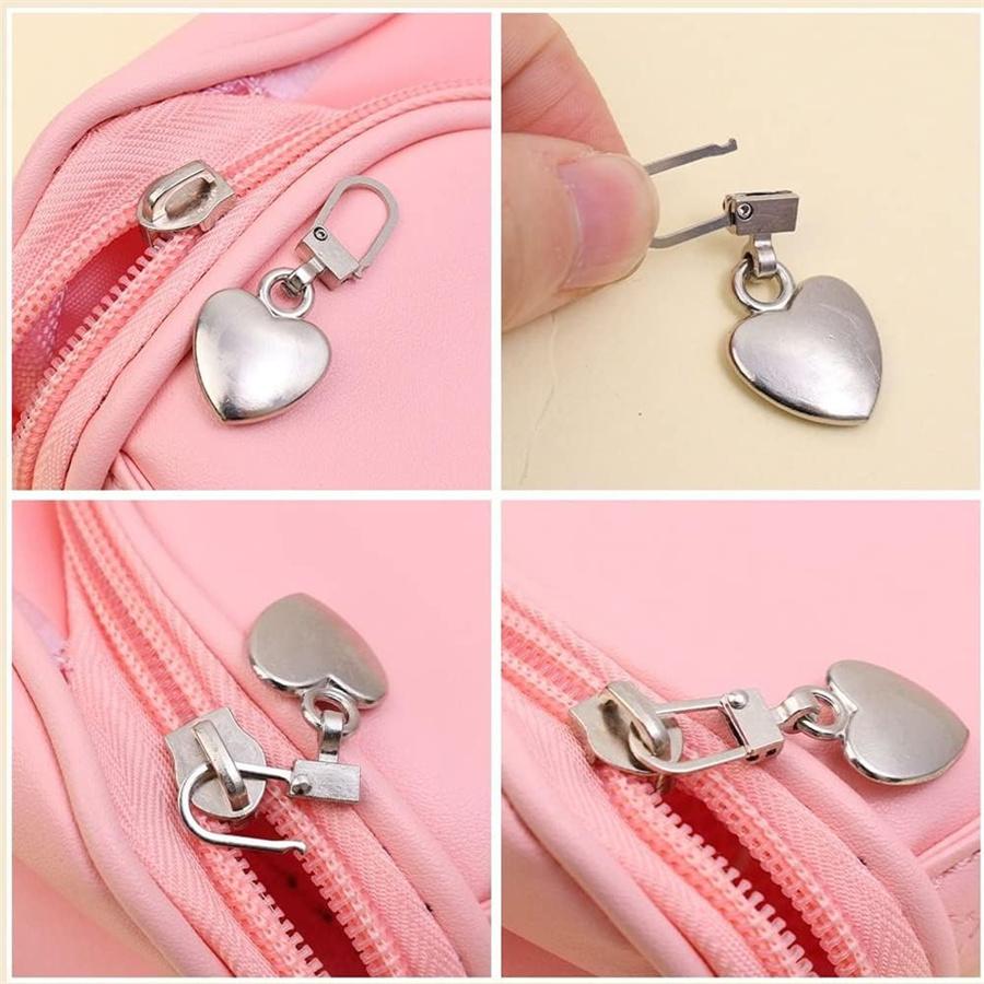 Mehrfarbiger Herz-Reißverschlussanhänger Ersatz Metall-Reißverschluss Rucksack-Reißverschluss Reparateur Für Mäntel Jacken Hosen Gepäck, Verschlüsse, Einnähen