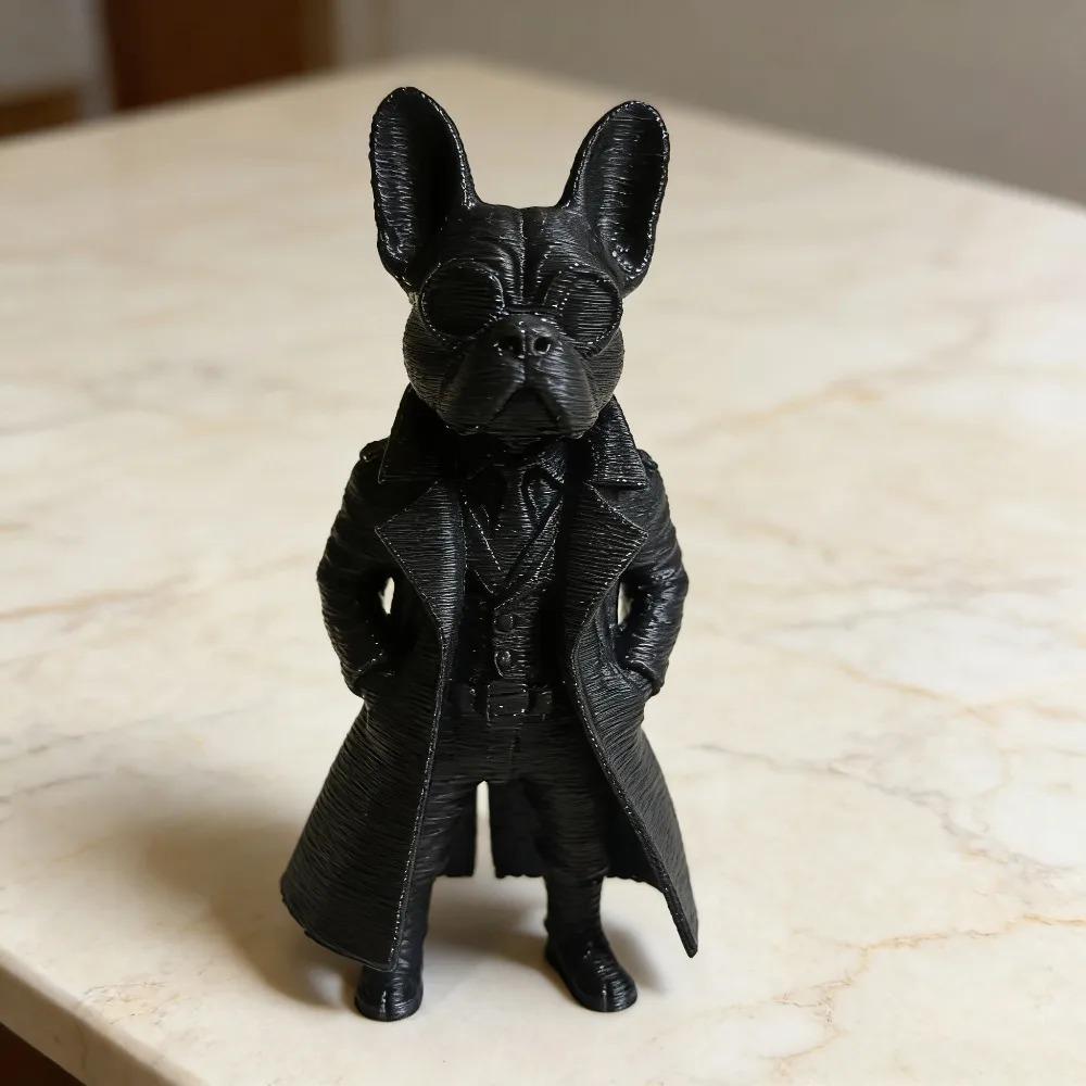 Bulldog Gentleman Statue Ornament, French Bulldog Gentleman Detective Sculpture, Cool Windbreaker Sunglasses Shaped Handicrafts