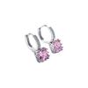 925 Sterling Silver Clip-On Earrings with Zirconia, Geometric Design, Silver/Rose Gold, Elegant Women's Accessory