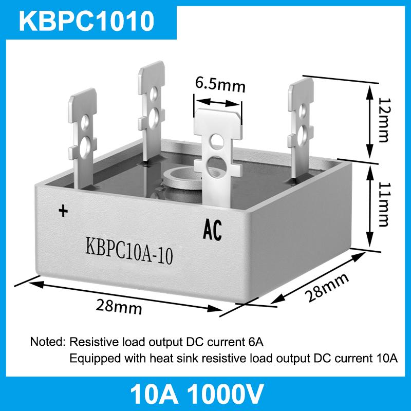 

5A10A15A25A30A50A KBPC BR Серії Випрямний Міст Стек 4-контактний Квадратний Міст Ультразвукова Зарядка Однофазний Випрямний Міст KBPC 1010 10A