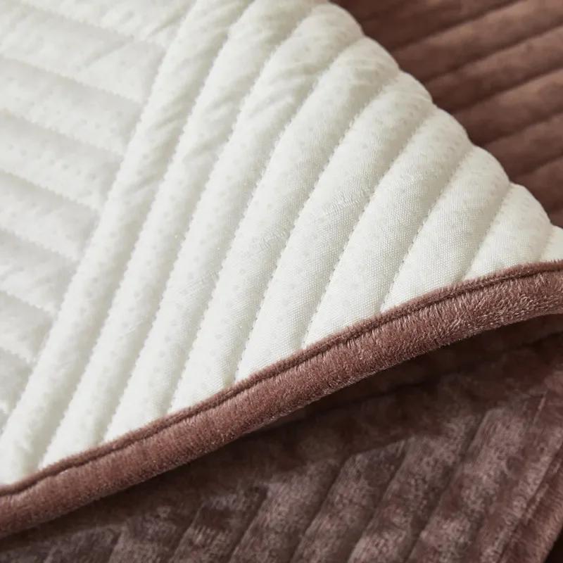 Tykk plysj Sofatrekk Geometriske Striper Sofa Håndkle Anti-skli Kombinasjon Sofa Pute Sliptrekk for stuebeskyttelse